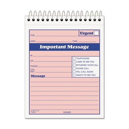Tops Business Forms TOPS, Telephone Message Book With Fax/mobile Section, 4-1/4 X 5 1/2, Two-Part, 50/book 4010